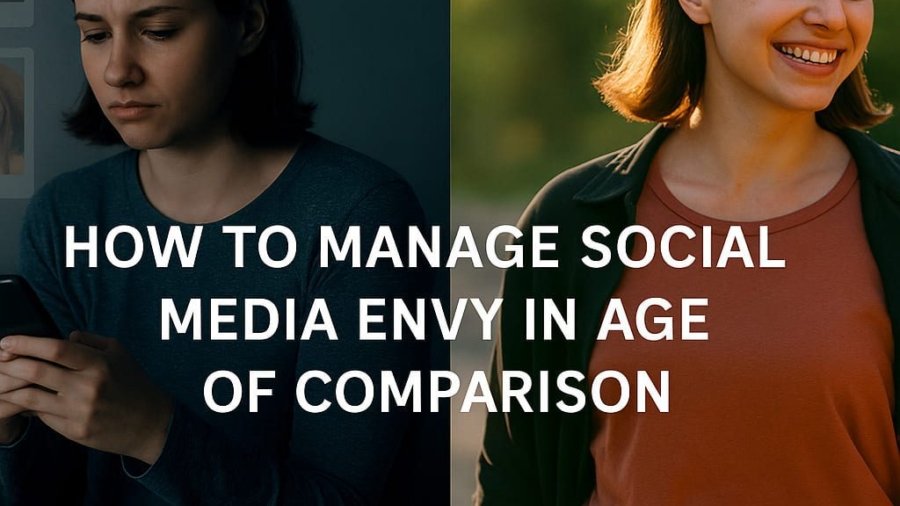 An image showing how to manage social media envy in the age of comparison by shifting from isolation to real-life connection