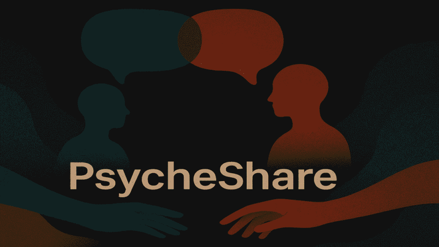 Abstract illustration of silhouettes, speech bubbles, and reaching, symbolizing emotional connection and support