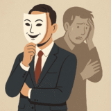 Visual metaphor for high-functioning anxiety showing outward calmness masking inner turmoil