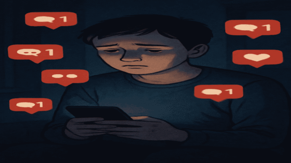 Feeling lonely despite online connections.