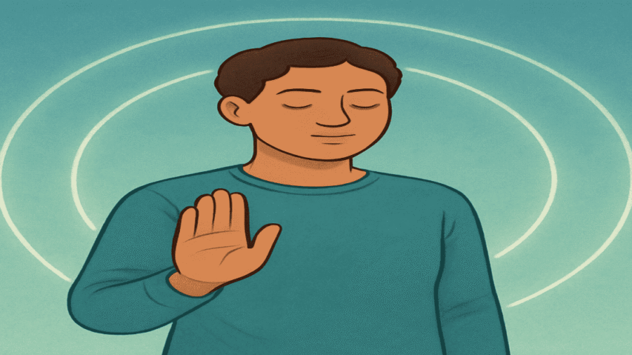 Confident person standing with soft boundaries around them, symbolising emotional clarity and personal space