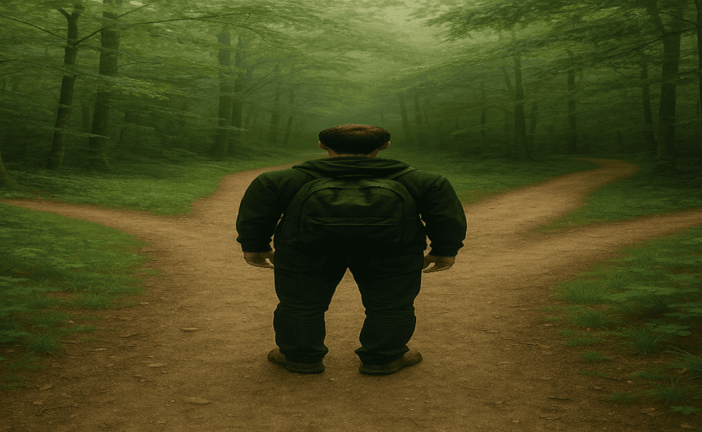 Crossroads of Choices representing fear