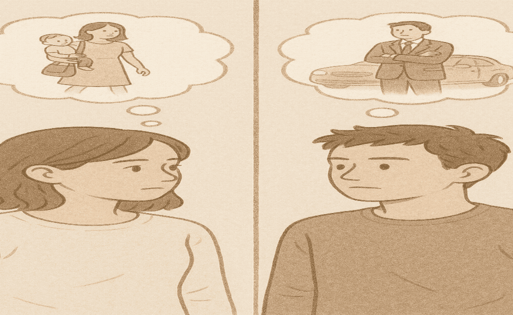 Visual representation of social comparison theory showing two individuals comparing lives