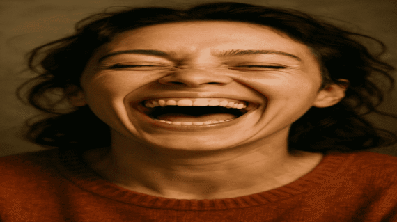 a close up picture of someone laughing her heart out