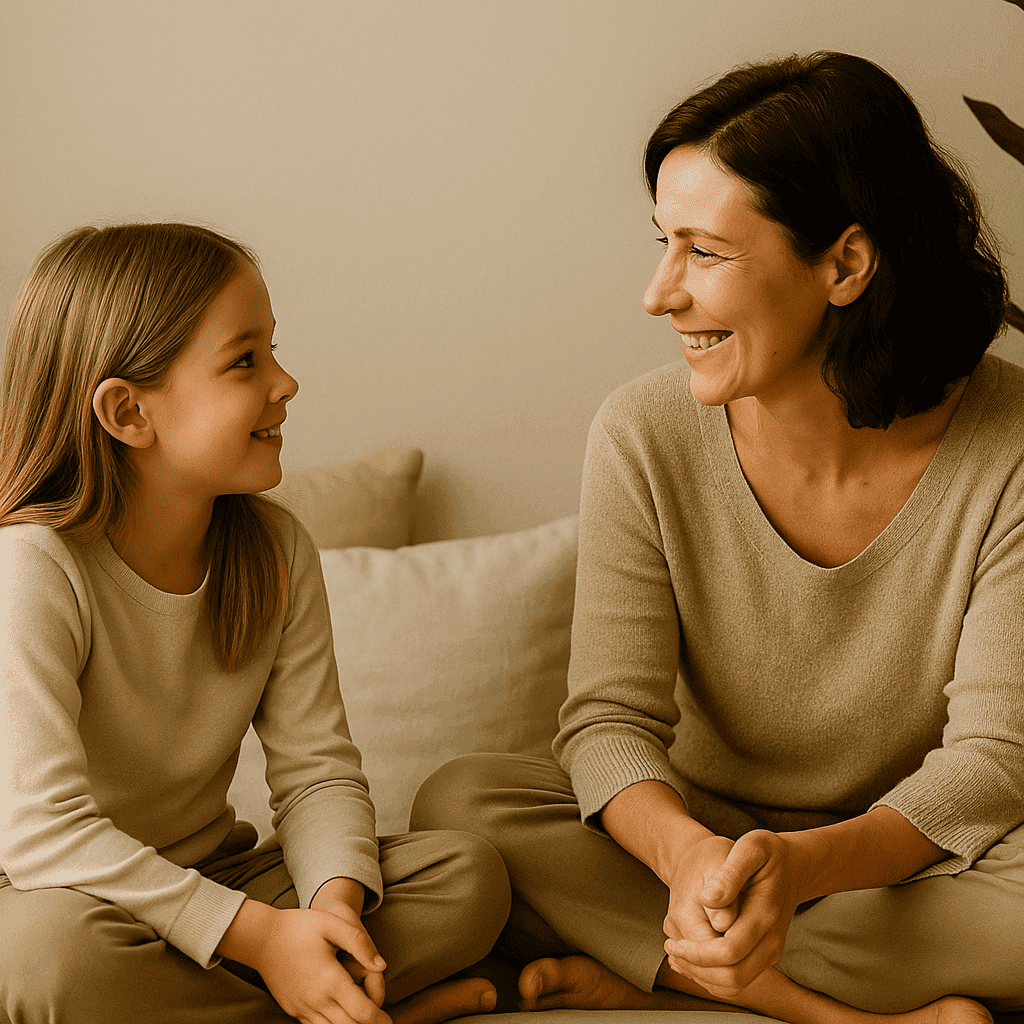A serene corner with pillows where parent and child can comfortably talk