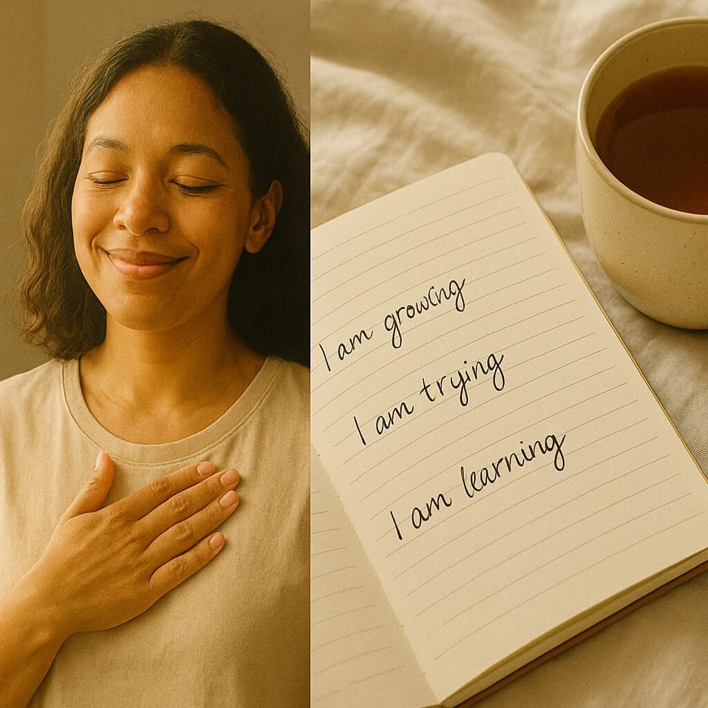 Person practicing positive affirmations