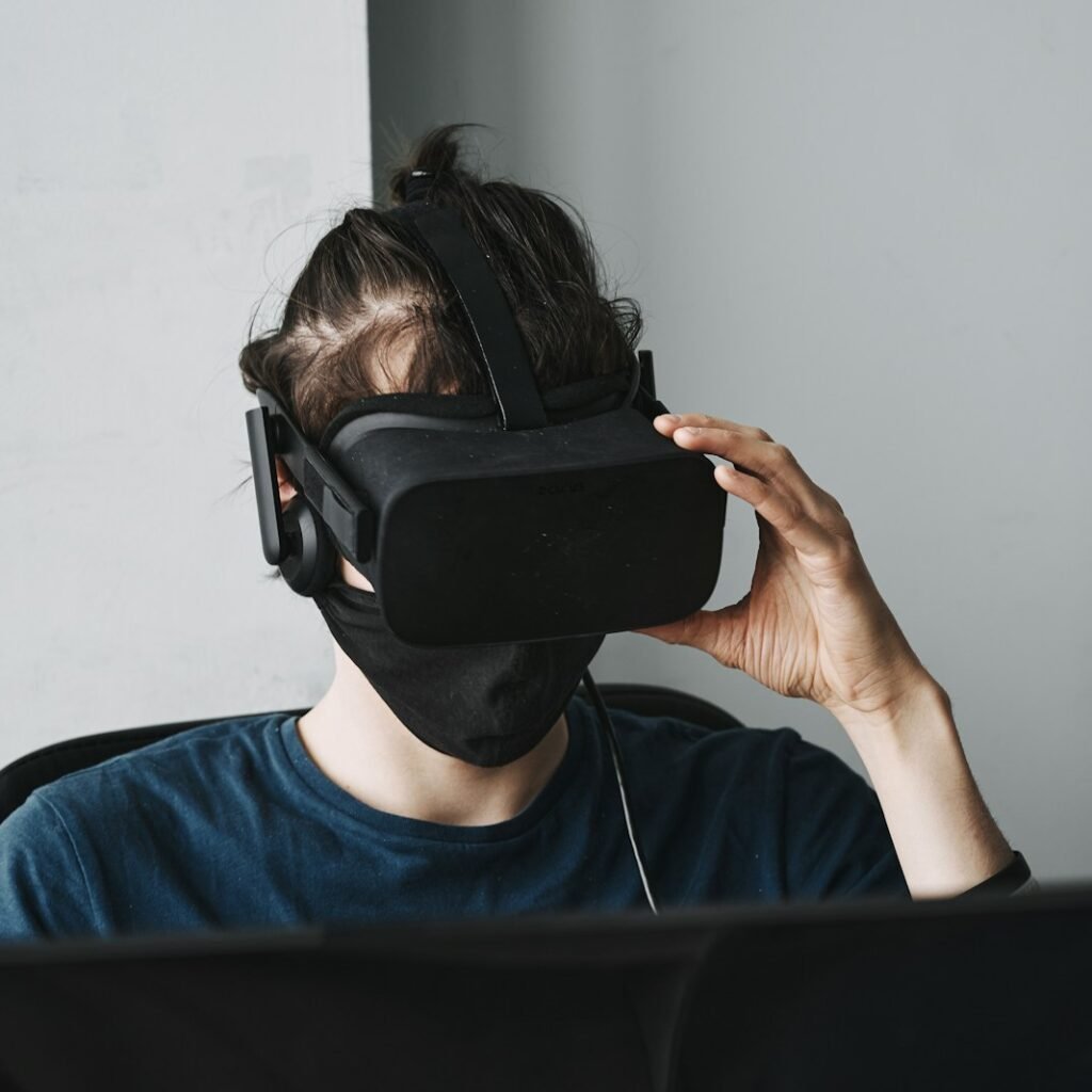 Person using AI mental health VR