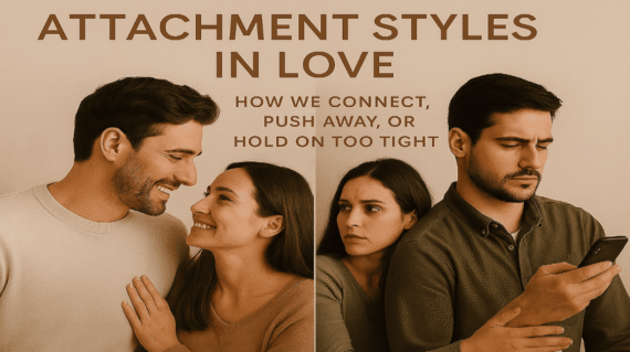 Attachment styles in romantic relationships showing emotional closeness and distance between couples