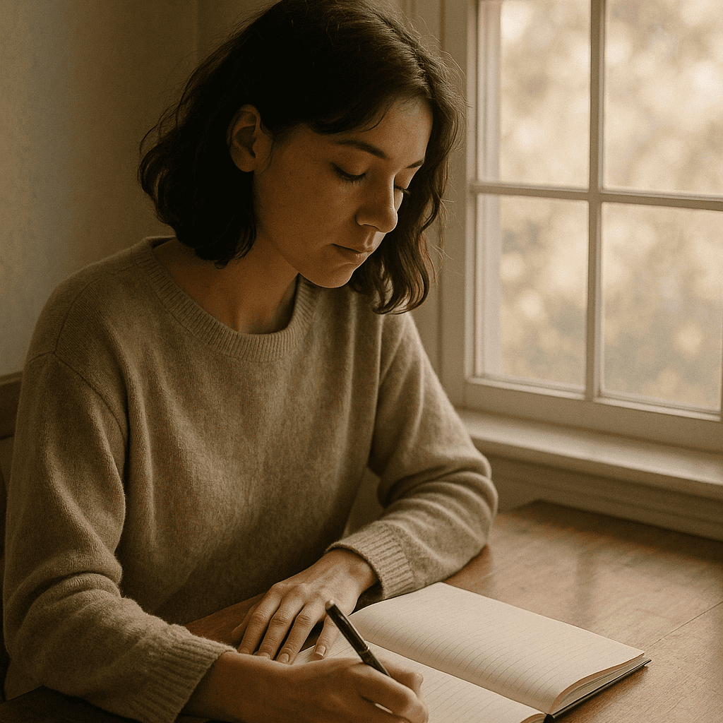 Gen Z individual managing mental health challenges with offline coping strategies