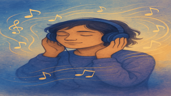 person experiencing the role of music in emotional healing through peaceful listening