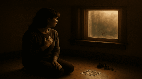 trauma bonding recovery and emotional healing person by window with symbolic light and reflection